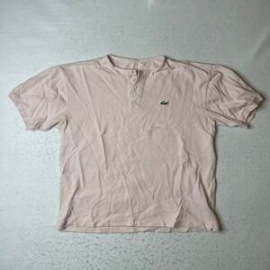 Lacoste Pink Short Sleeve Henley Polo Shirt Men's Size L